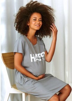 Koszula ciążowa Happy Mommy oraz idealna do karmienia z suwakami 9504
