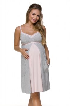 Koszula nocna ciążowa i do karmienia na regulowanych ramiączkach model 3124