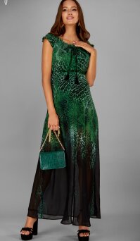 Sukienka ciążowa EMILLY cieniowany nadruk w kolorze butelkowej zieleni